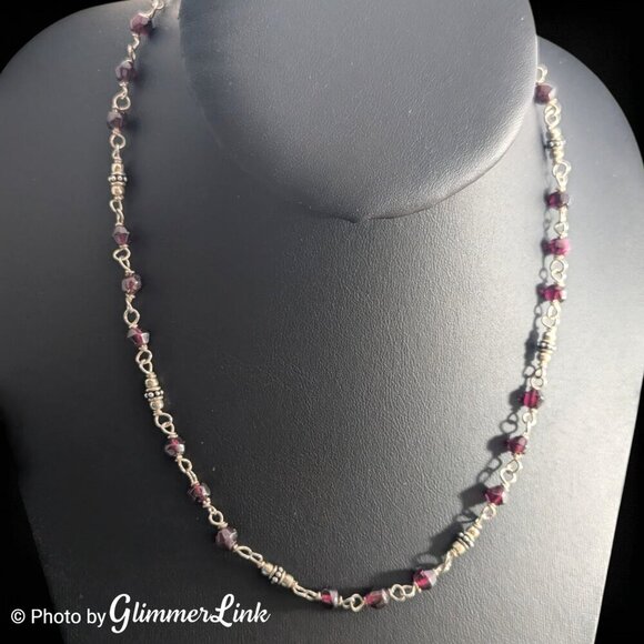 Silpada Garnet Sterling Silver Faceted Beaded Necklace - Picture 3 of 11